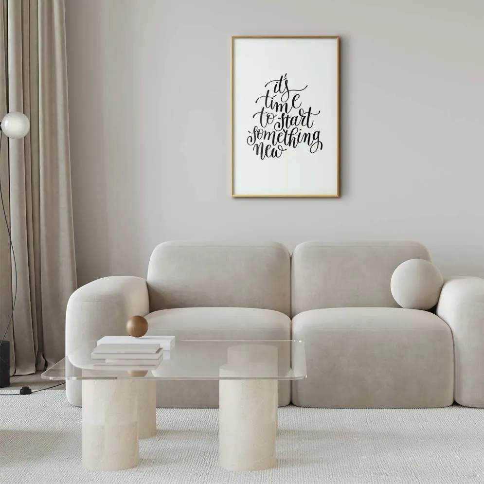 Plakat Something new 60x90 cm z ramą złotą z marginesem | MIRAT.