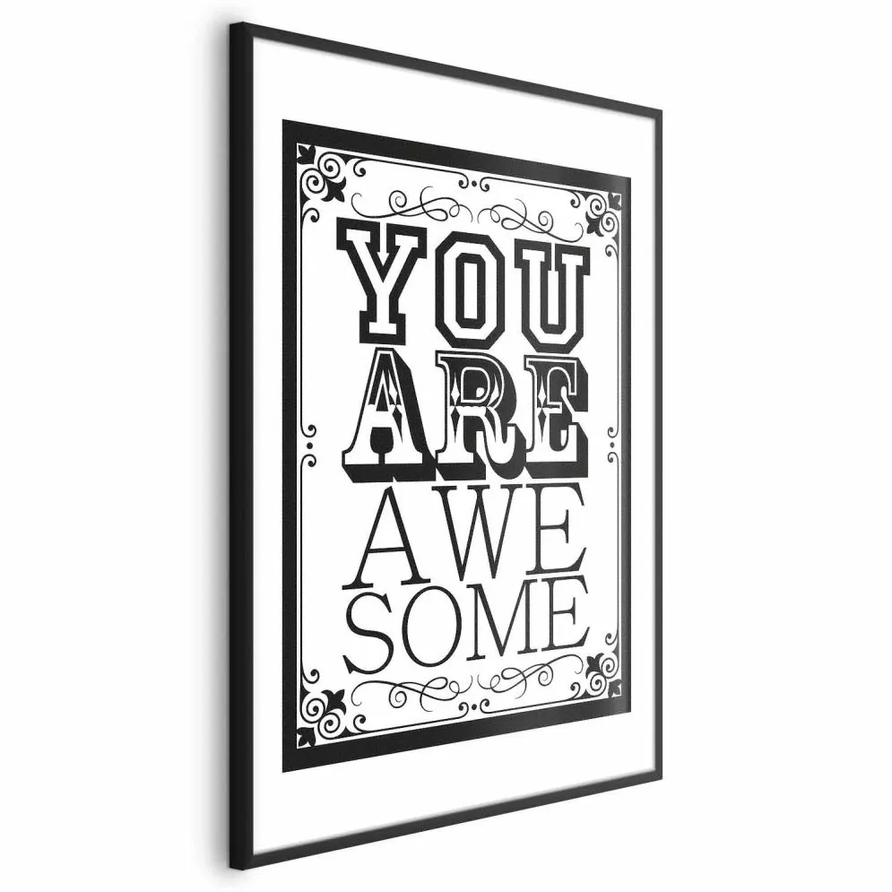 Plakat You are awesome 60x90 cm z ramą czarną bez marginesu | MIRAT.