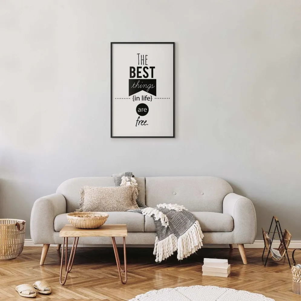 Plakat Best things in life 21x30 cm z ramą czarną z marginesem | MIRAT.