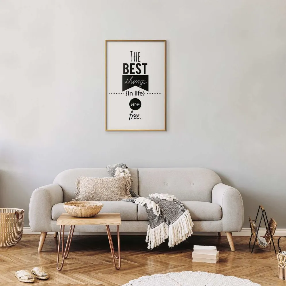 Plakat Best things in life 29,7x42 cm z ramą złotą z marginesem | MIRAT.