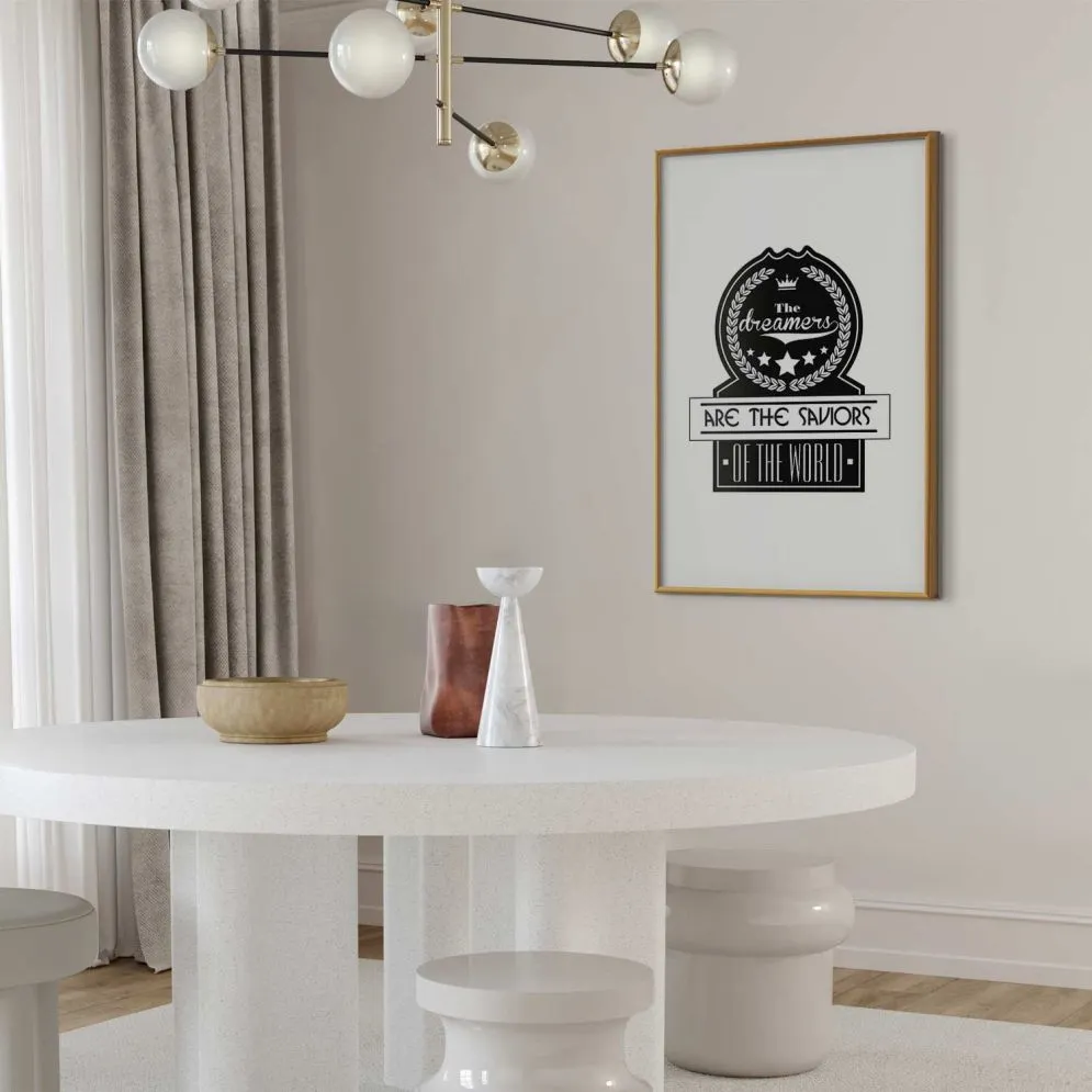 Plakat Dreamers 21x30 cm z ramą złotą z marginesem | MIRAT.