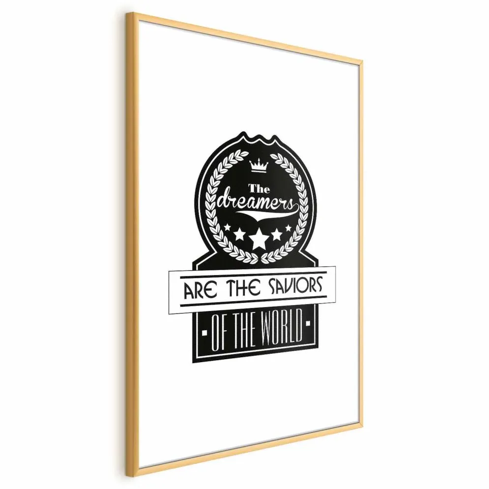 Plakat Dreamers 21x30 cm z ramą złotą z marginesem | MIRAT.