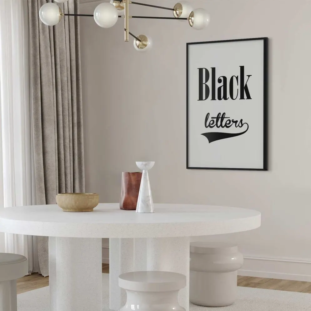 Plakat Black letters 60x90 cm z ramą czarną z marginesem | MIRAT.