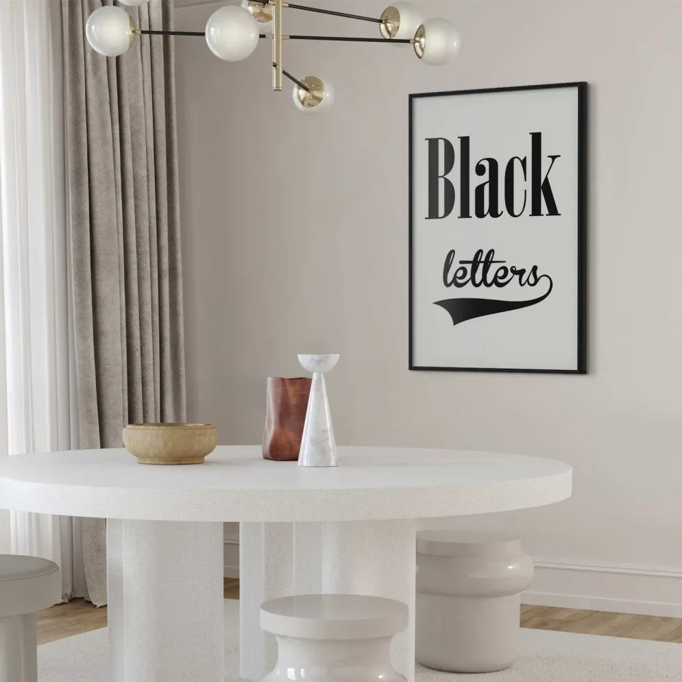 Plakat Black letters 29,7x42 cm z ramą czarną bez marginesu | MIRAT.