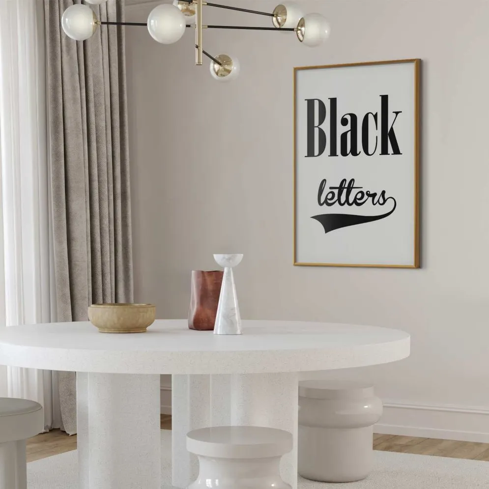Plakat Black letters 21x30 cm z ramą złotą bez marginesu | MIRAT.