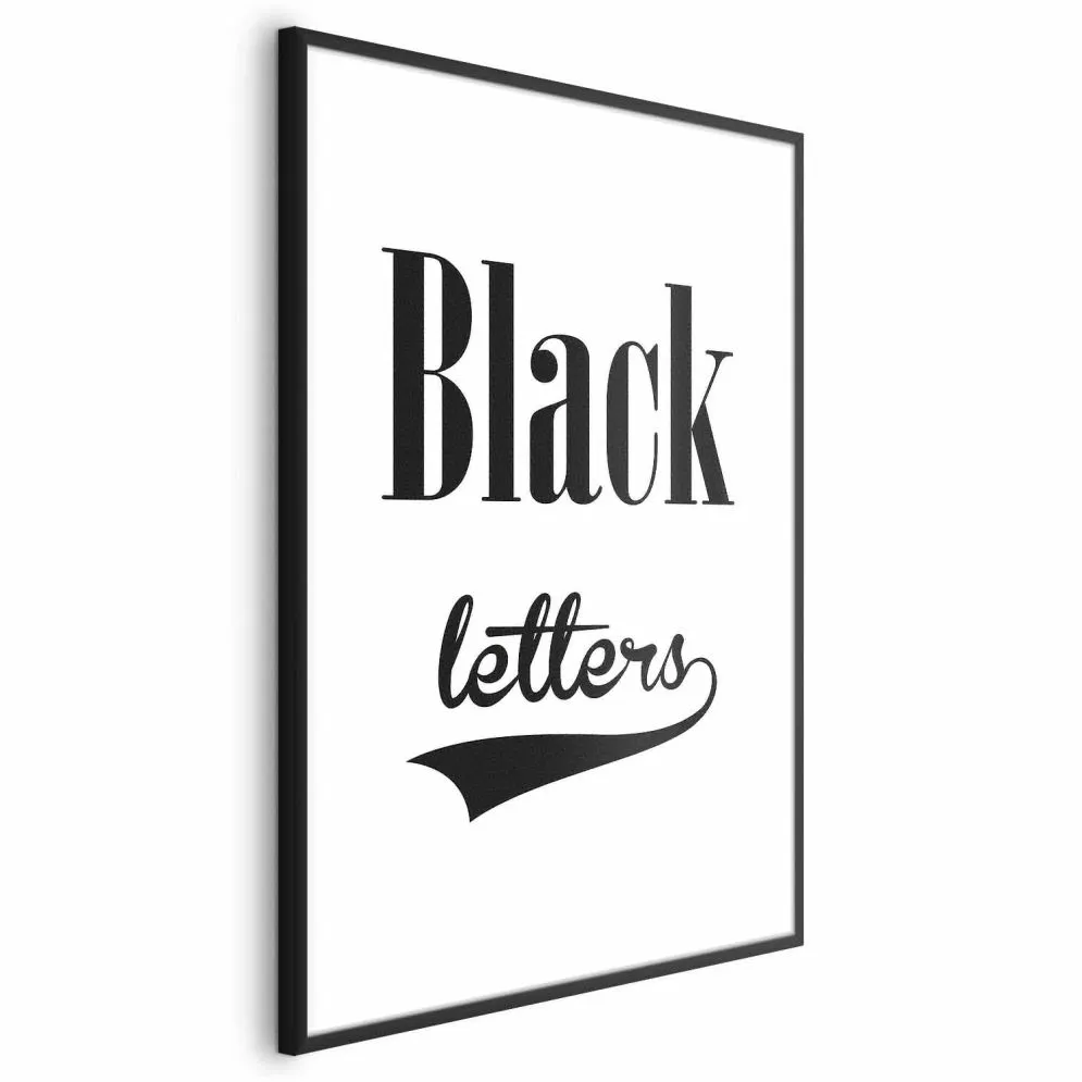 Plakat Black letters 60x90 cm z ramą czarną z marginesem | MIRAT.