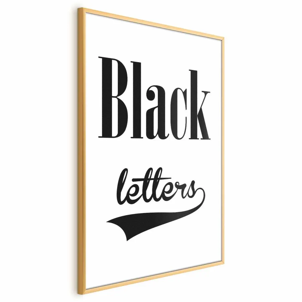 Plakat Black letters 21x30 cm z ramą złotą bez marginesu | MIRAT.