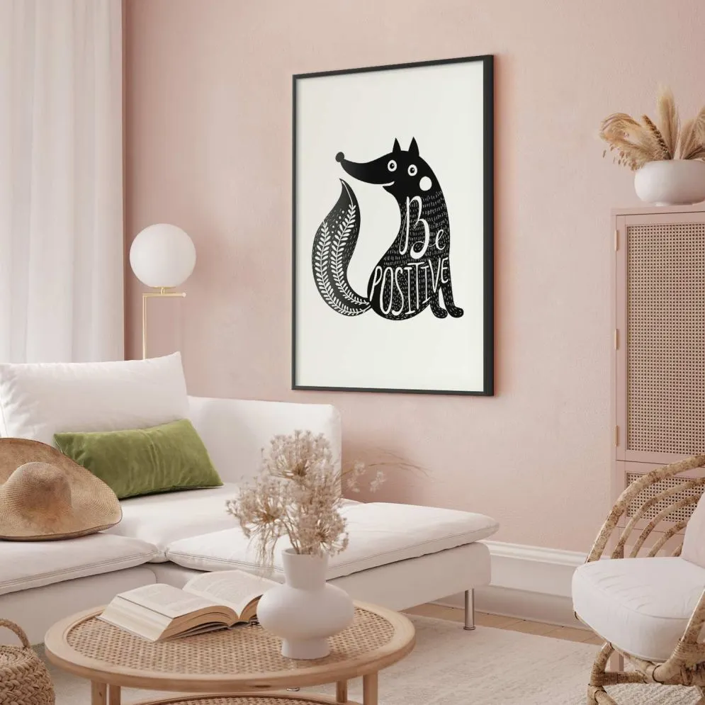 Plakat Be positive 60x90 cm z ramą czarną bez marginesu | MIRAT.