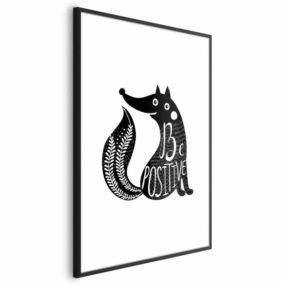 Plakat Be positive 21x30 cm z ramą czarną z marginesem | MIRAT.