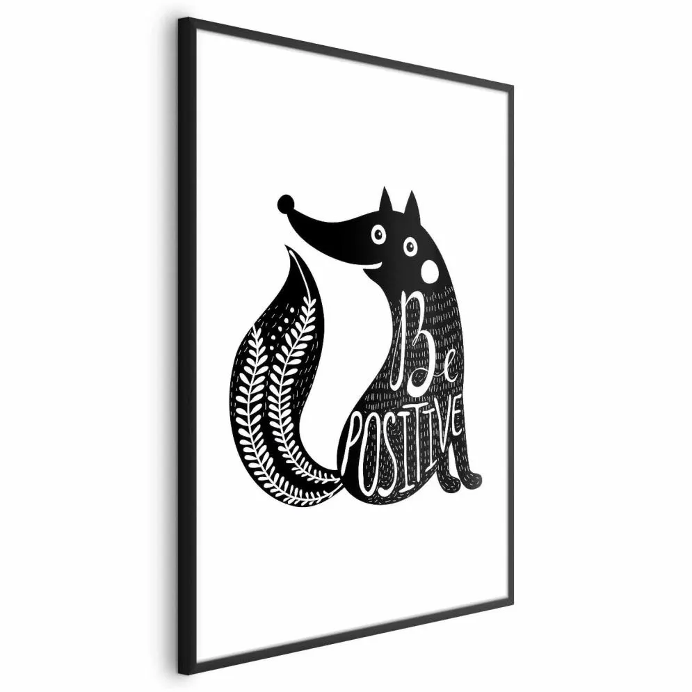 Plakat Be positive 60x90 cm z ramą czarną bez marginesu | MIRAT.