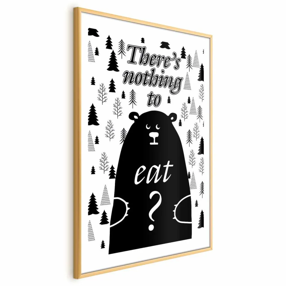 Plakat Nothing to eat 40x60 cm z ramą złotą z marginesem | MIRAT.