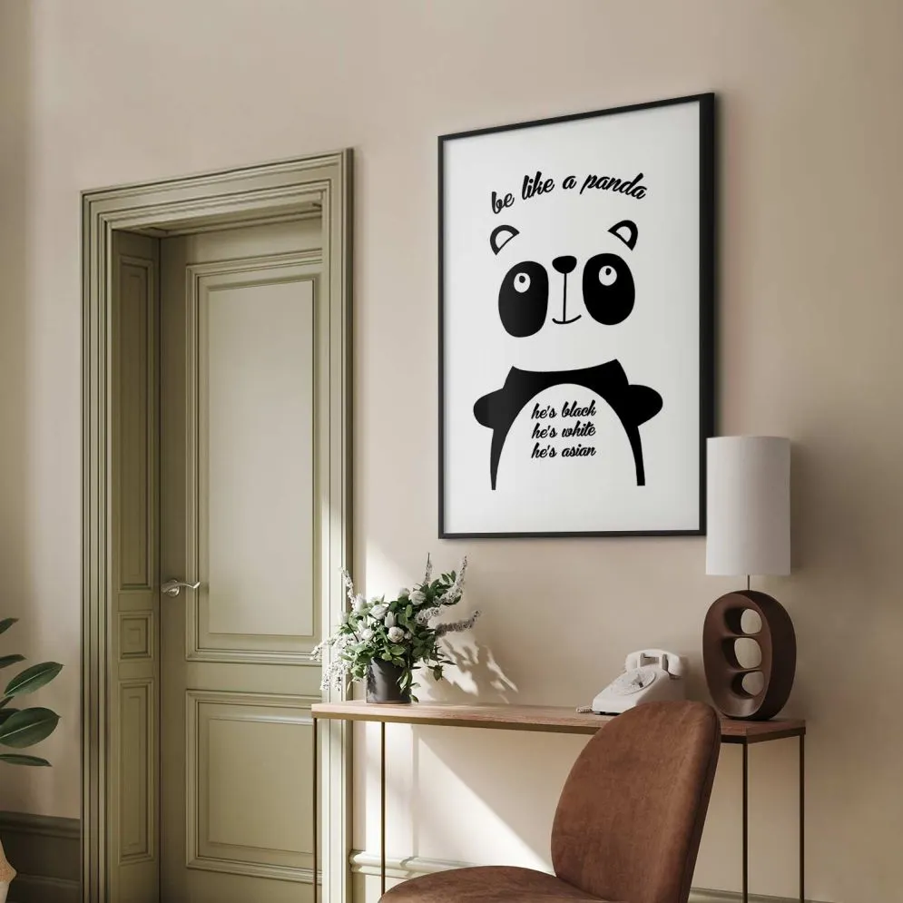 Plakat Panda 60x90 cm z ramą czarną z marginesem | MIRAT.