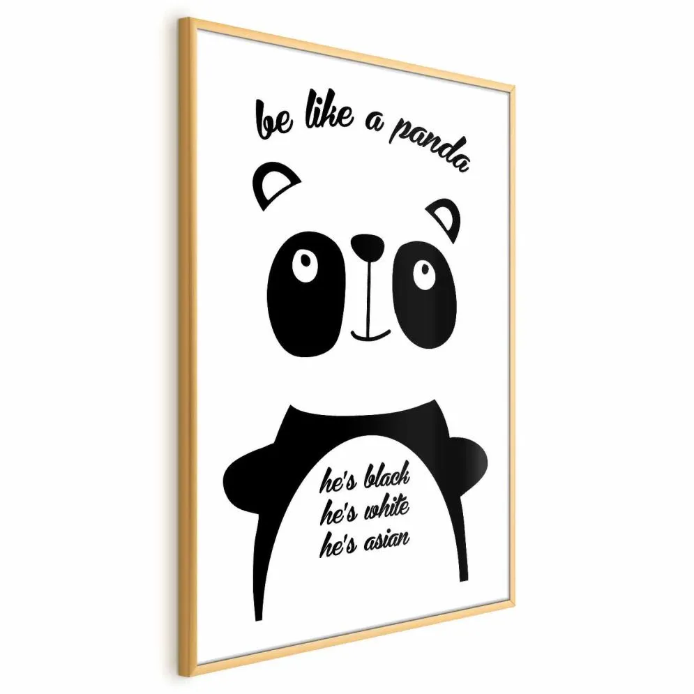 Plakat Panda 60x90 cm z ramą złotą bez marginesu | MIRAT.