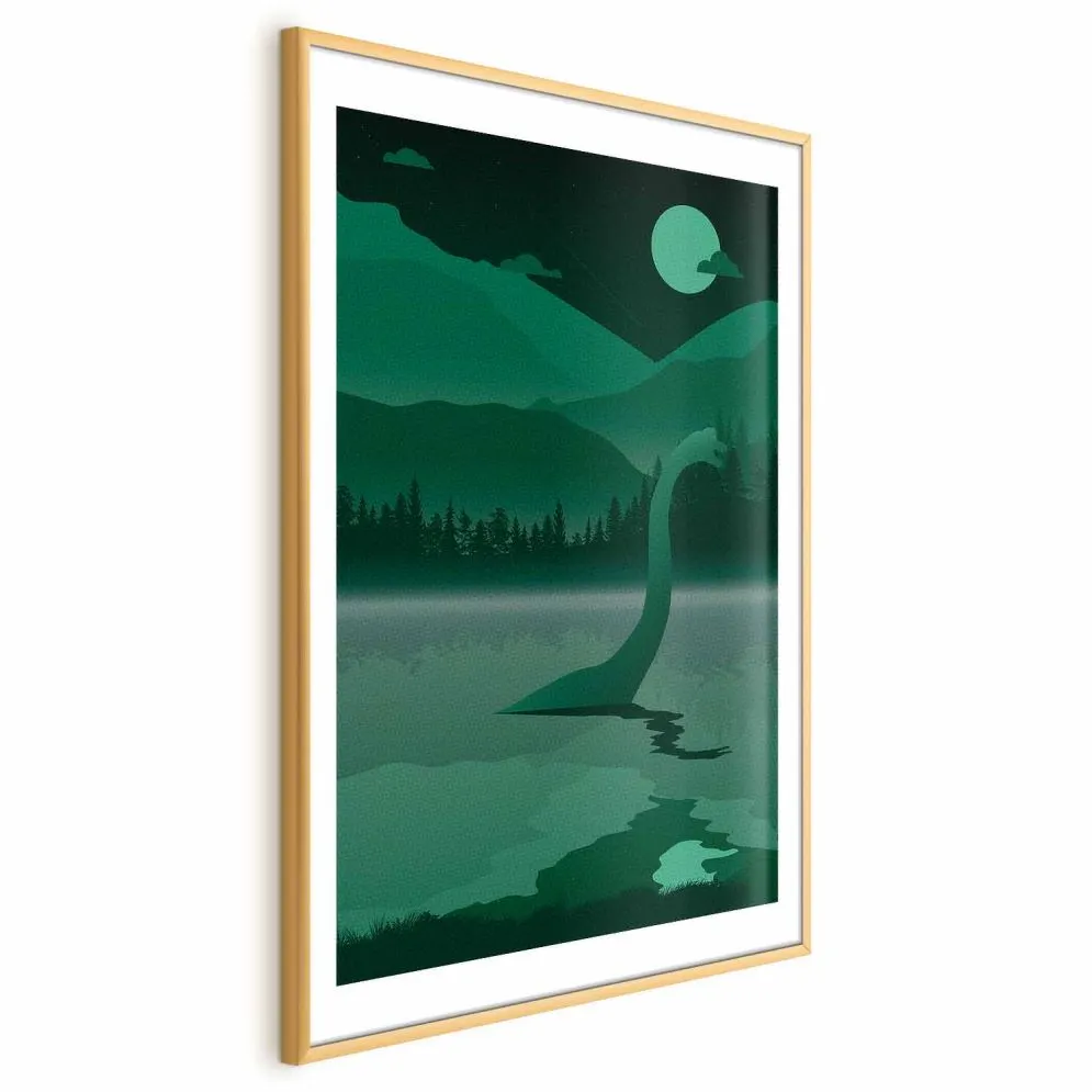 Plakat Loch Ness 21x30 cm z ramą złotą z marginesem | MIRAT.