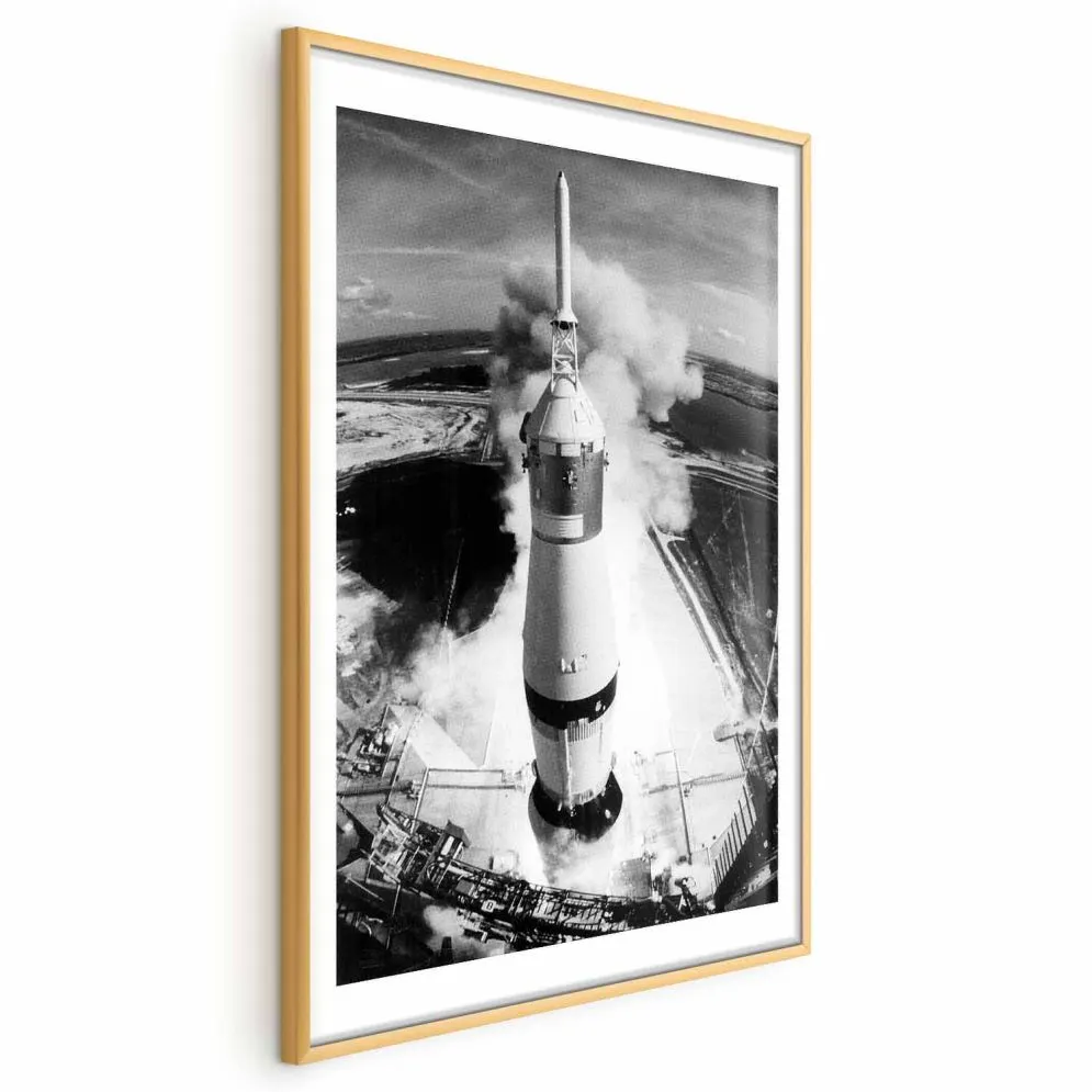 Plakat Kosmiczna prędkość 29,7x42 cm z ramą złotą z marginesem | MIRAT.