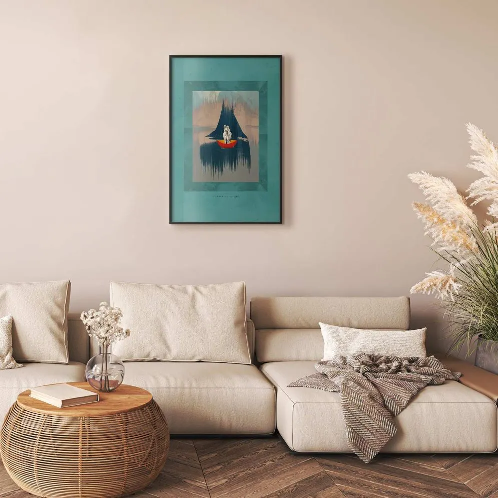 Plakat Para na łodzi 21x30 cm z ramą czarną bez marginesu | MIRAT.