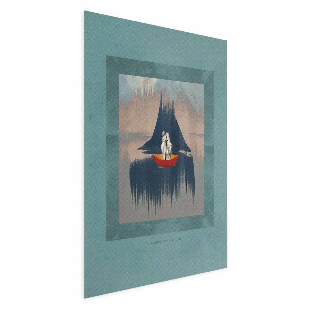 Plakat Para na łodzi 21x30 cm bez ramy z marginesem | MIRAT.