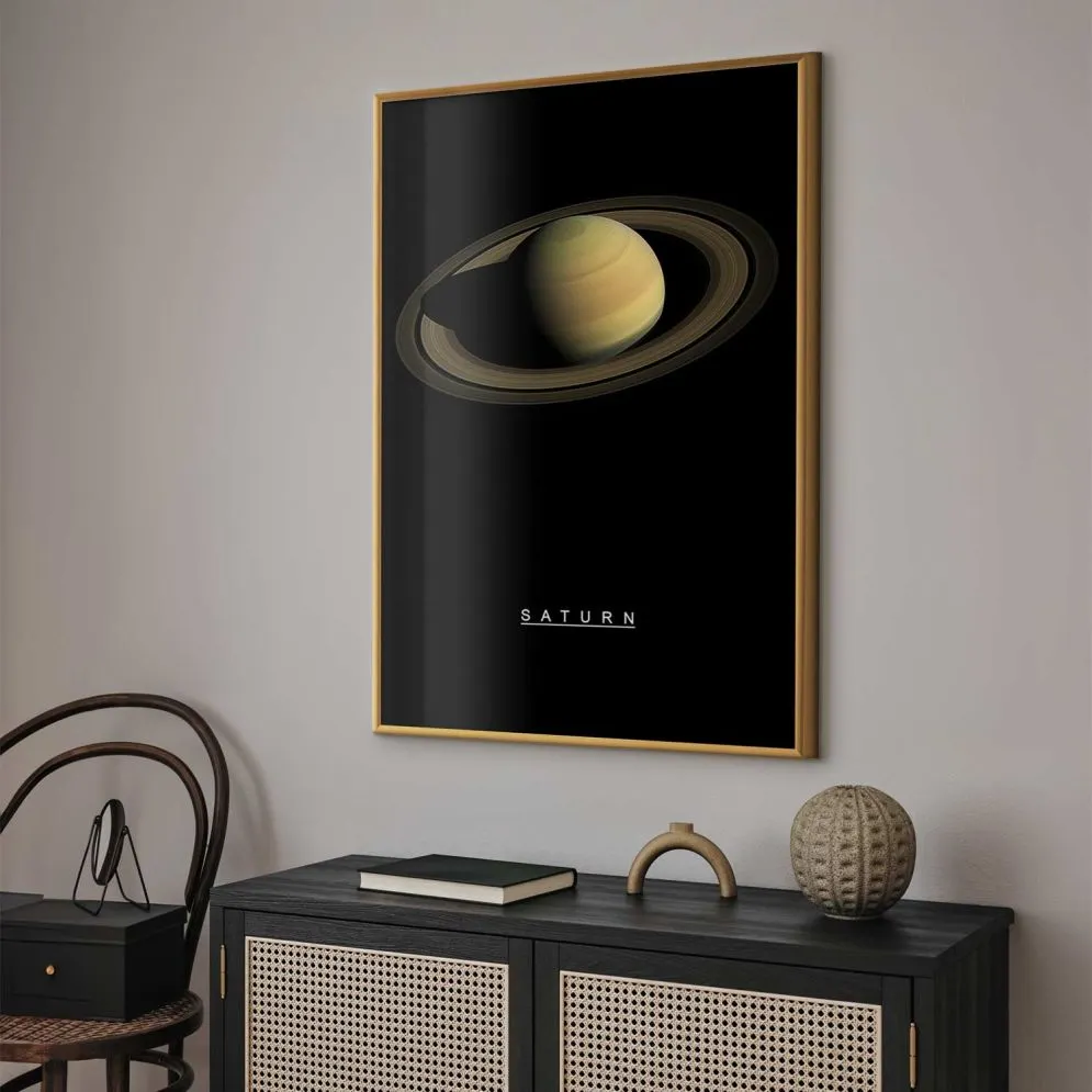 Plakat Saturn 60x90 cm z ramą złotą bez marginesu | MIRAT.