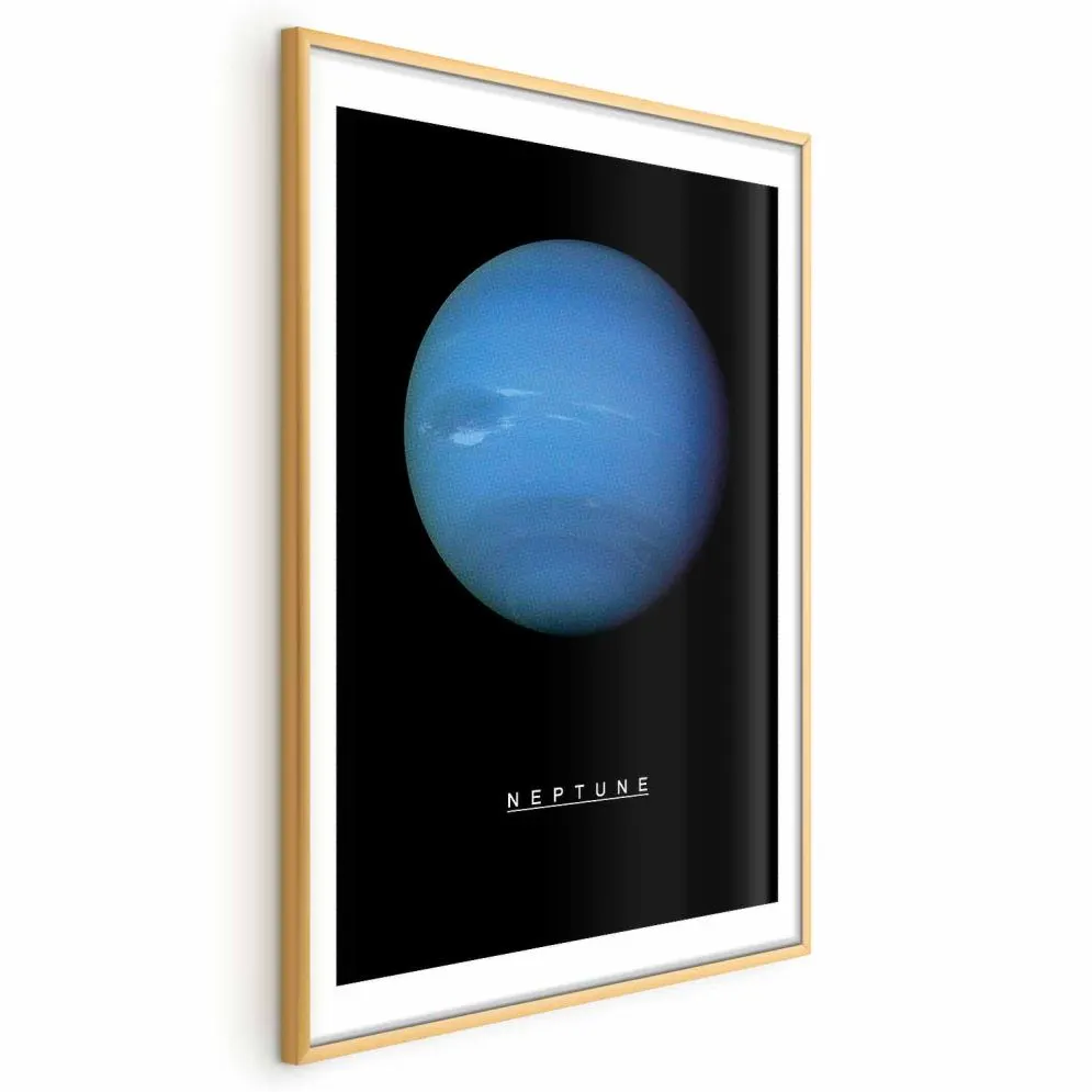 Plakat Neptun 21x30 cm z ramą złotą z marginesem | MIRAT.