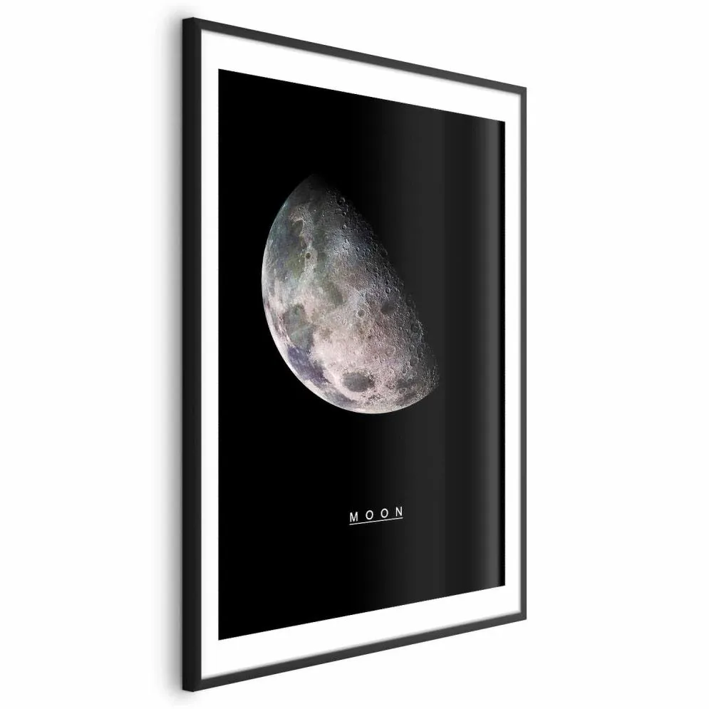 Plakat Księżyc 40x60 cm z ramą czarną z marginesem | MIRAT.