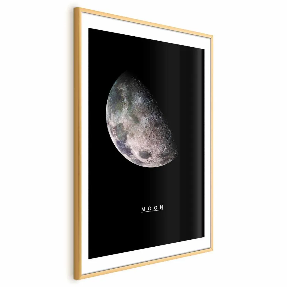 Plakat Księżyc 40x60 cm z ramą złotą z marginesem | MIRAT.