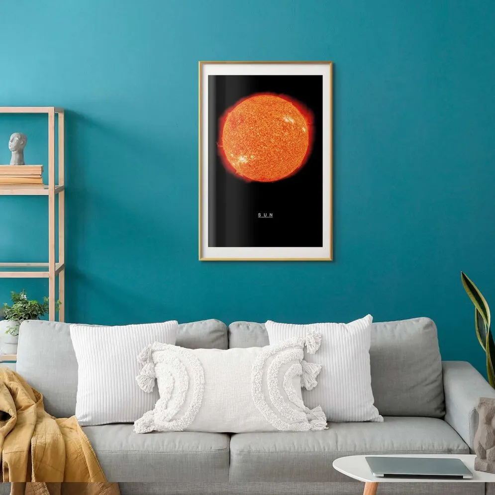 Plakat Słońce 29,7x42 cm z ramą złotą z marginesem | MIRAT.