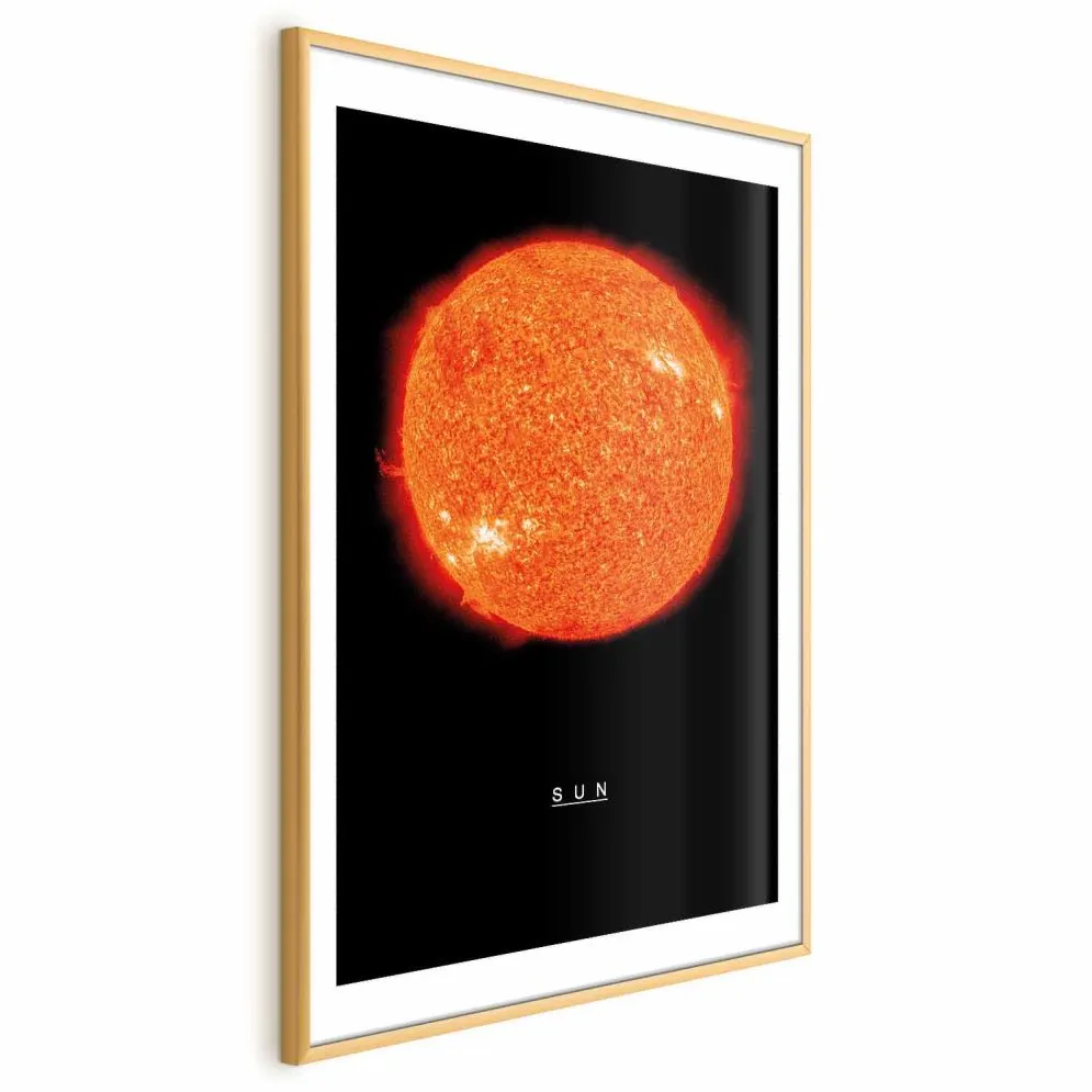 Plakat Słońce 60x90 cm z ramą złotą z marginesem | MIRAT.