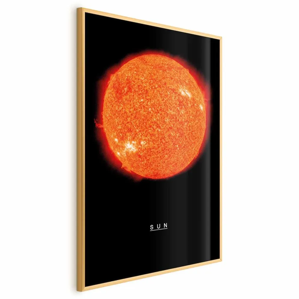 Plakat Słońce 21x30 cm z ramą złotą bez marginesu | MIRAT.