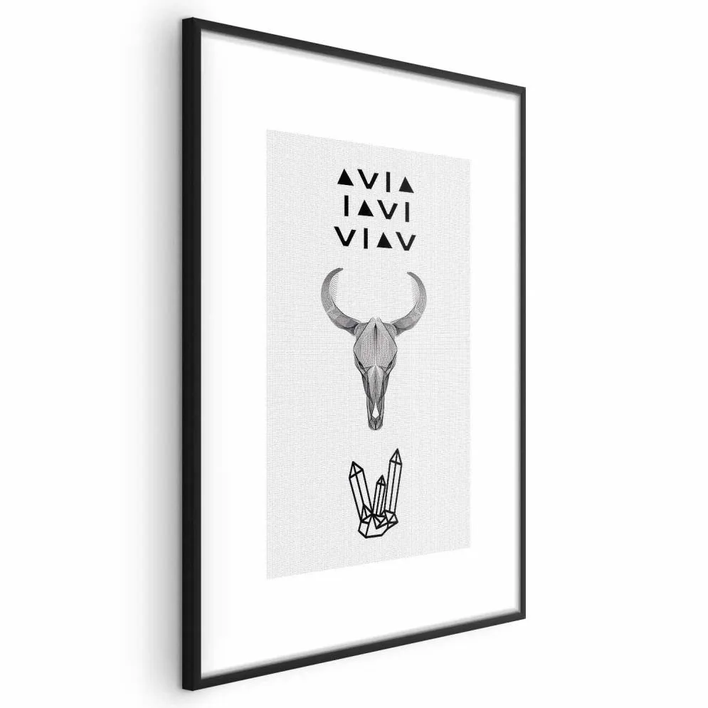 Plakat Zwierzęca czaszka 40x60 cm z ramą czarną z marginesem | MIRAT.