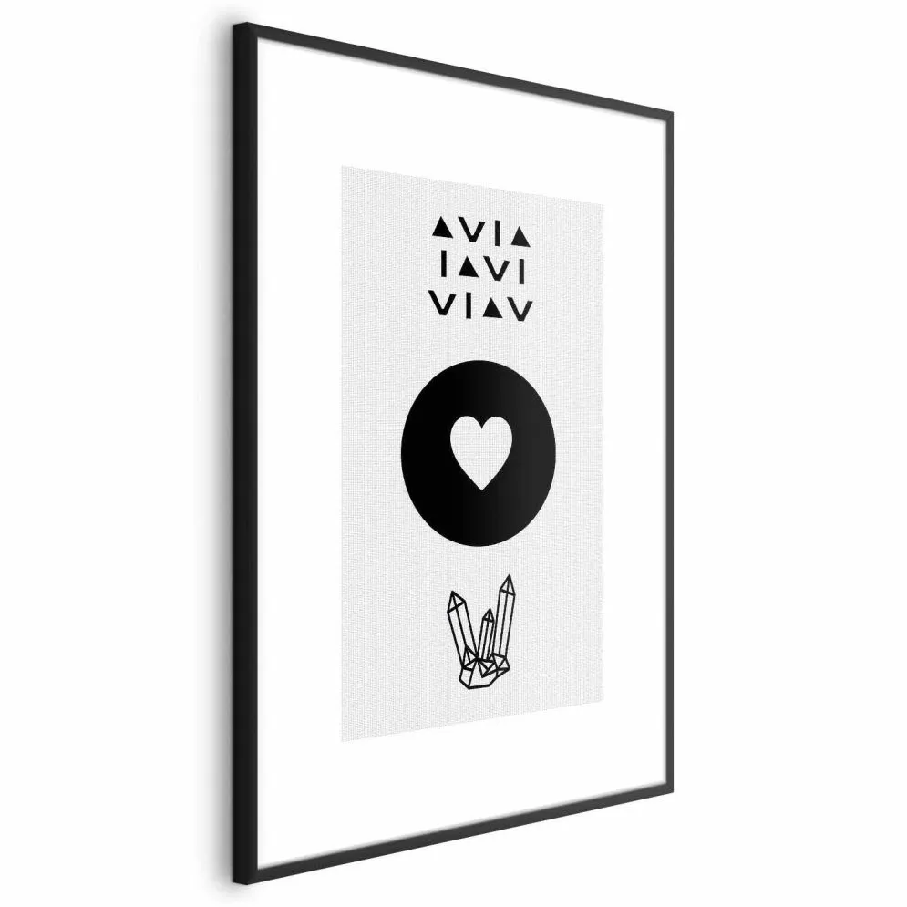 Plakat Serce i kryształty 60x90 cm z ramą czarną z marginesem | MIRAT.
