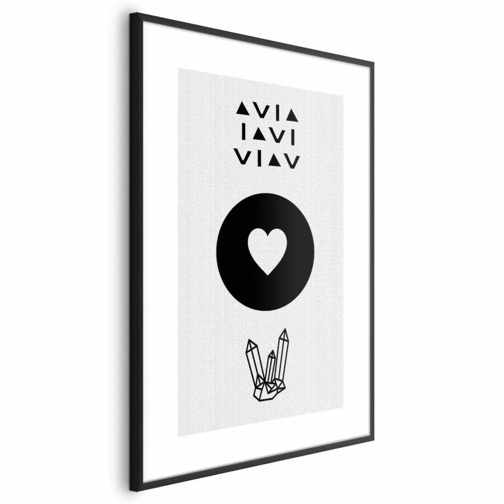 Plakat Serce i kryształty 60x90 cm z ramą czarną bez marginesu | MIRAT.