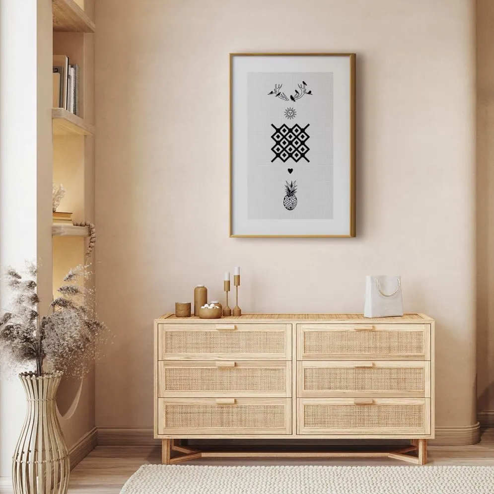 Plakat Szczęście 21x30 cm z ramą złotą bez marginesu | MIRAT.