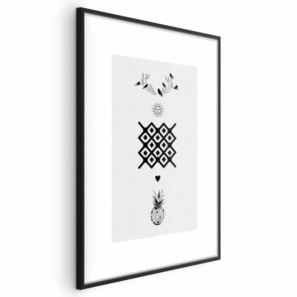 Plakat Szczęście 40x60 cm z ramą czarną z marginesem | MIRAT.