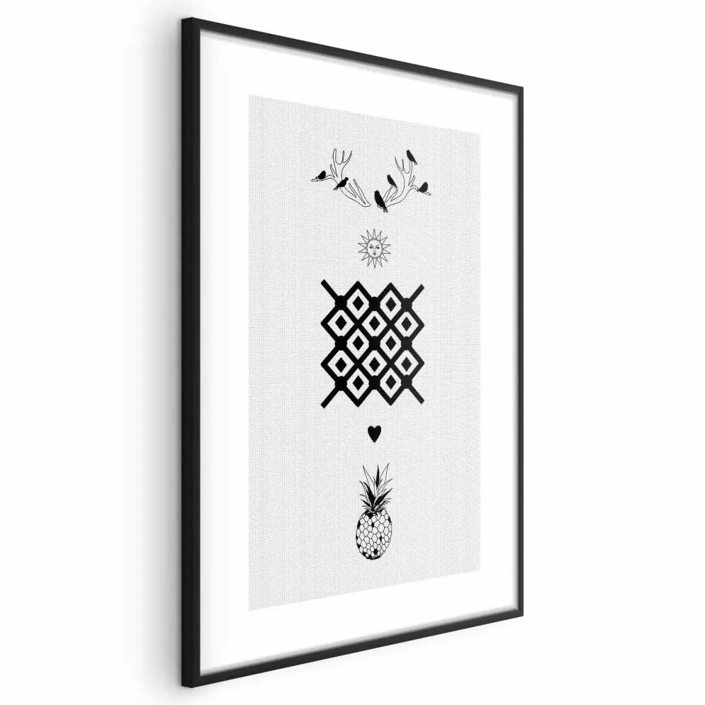 Plakat Szczęście 21x30 cm z ramą czarną bez marginesu | MIRAT.