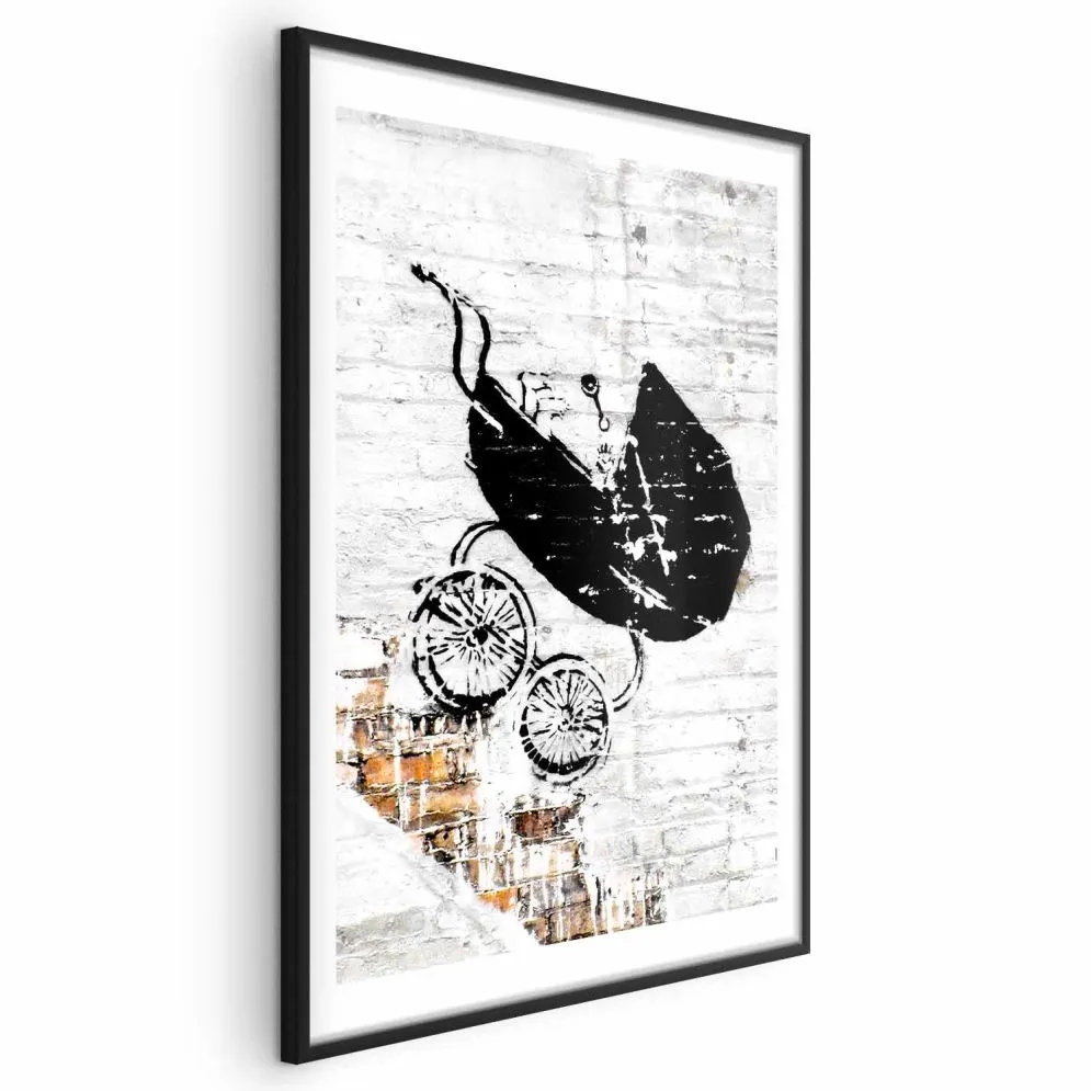 Plakat Pędzący wózek 40x60 cm z ramą czarną z marginesem | MIRAT.