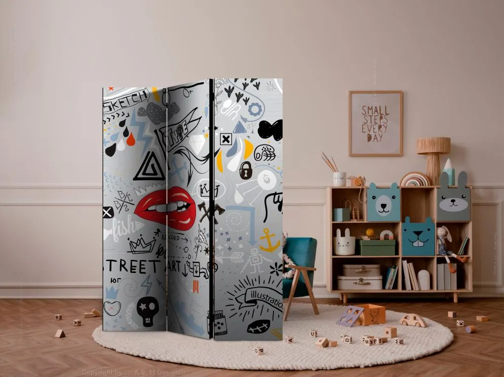 Parawan jednostronny Dla dzieci 135x172 cm 3-częściowy szary | MIRAT.