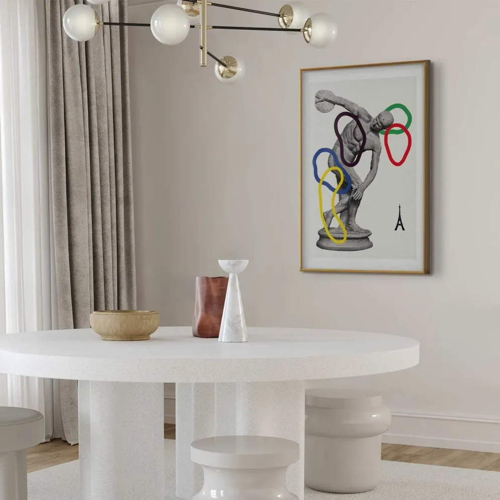 Plakat Rzut dyskiem 60x90 cm z ramą złotą z marginesem | MIRAT.