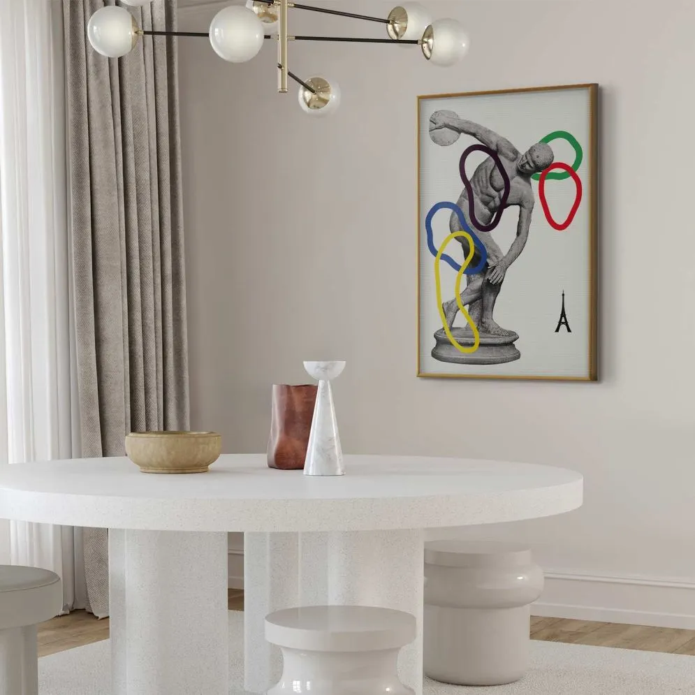 Plakat Rzut dyskiem 40x60 cm z ramą złotą bez marginesu | MIRAT.