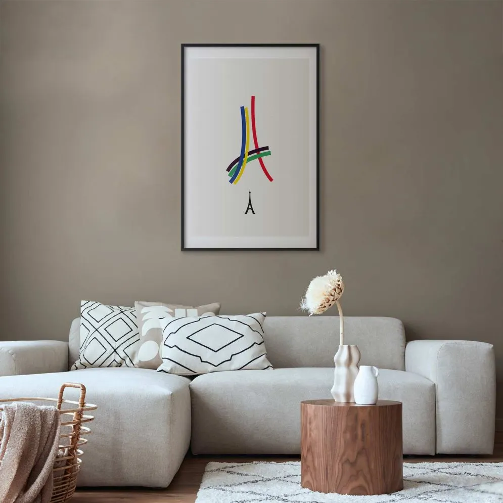 Plakat Abstrakcyjna Wieża Eiffla 60x90 cm z ramą czarną z marginesem | MIRAT.