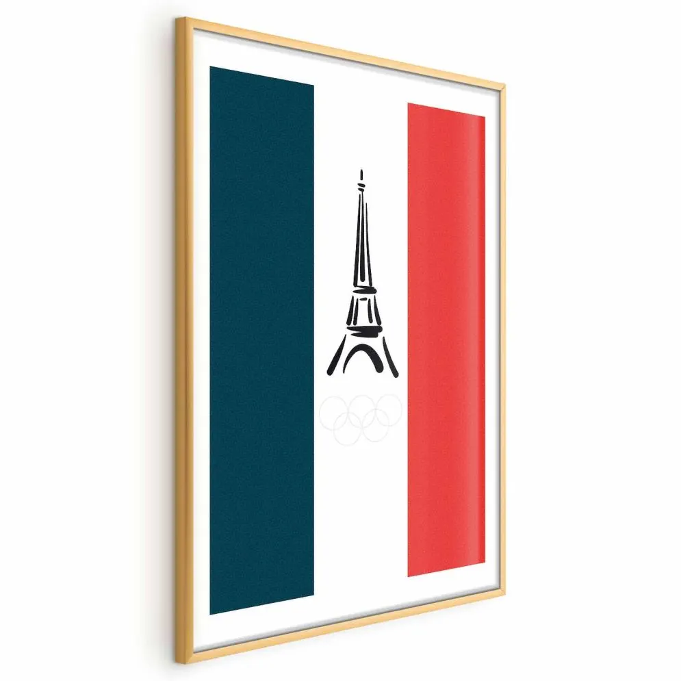 Plakat Symbole Francji 60x90 cm z ramą złotą z marginesem | MIRAT.