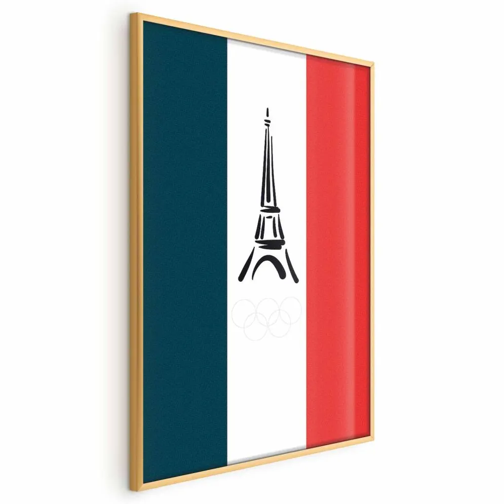 Plakat Symbole Francji 60x90 cm z ramą złotą bez marginesu | MIRAT.