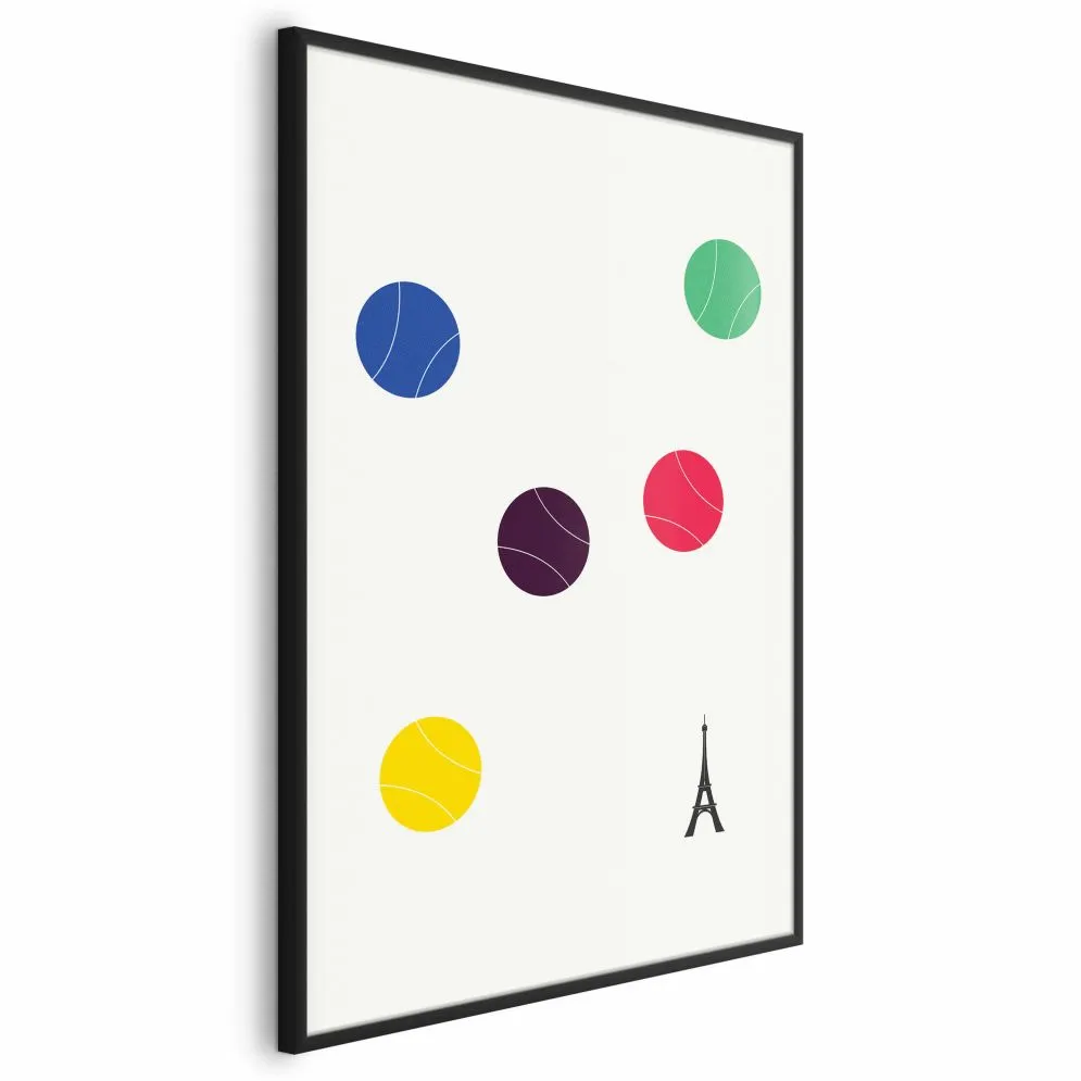 Plakat Wieża Eiffla i tenis 60x90 cm z ramą czarną bez marginesu | MIRAT.
