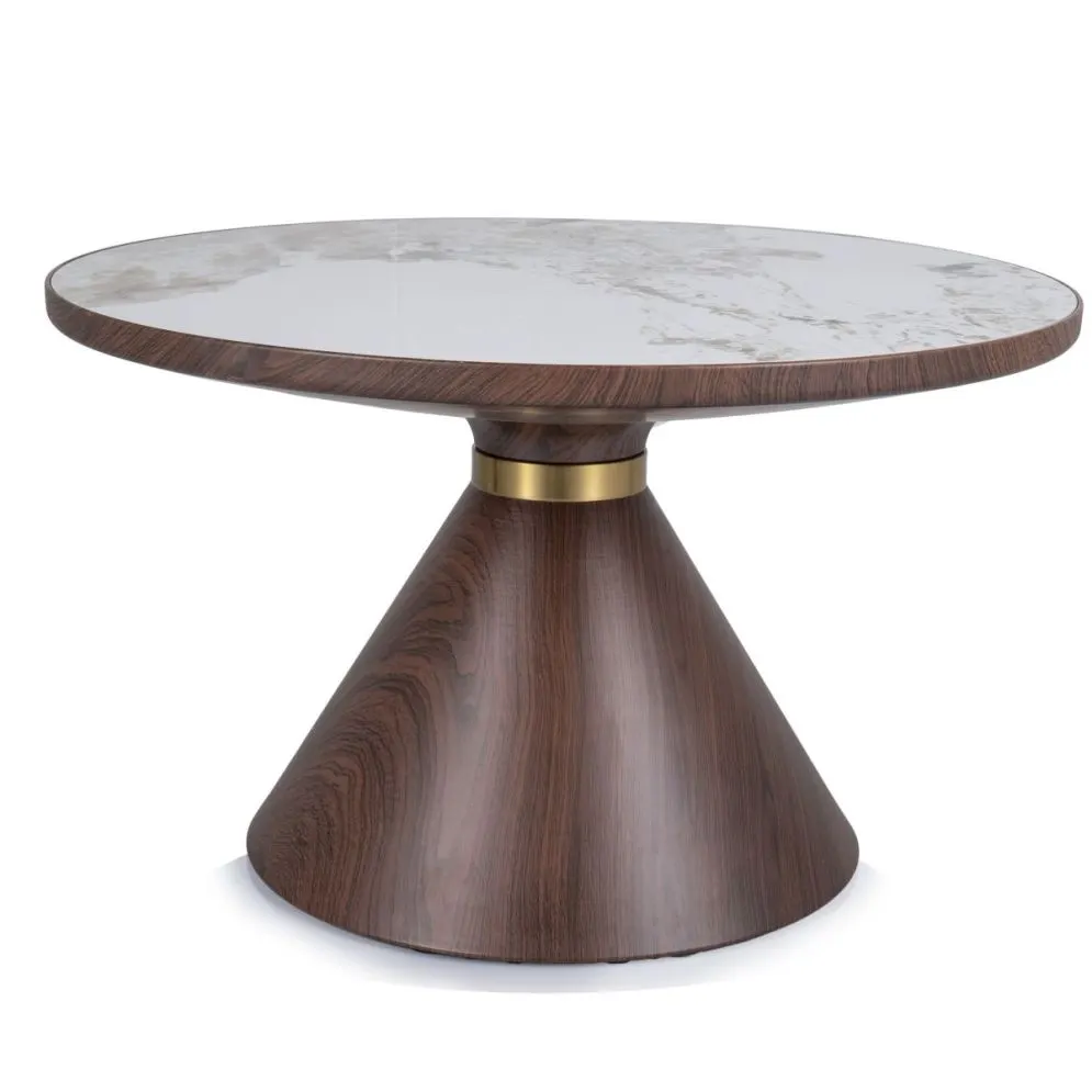 Ława NAPA A 70x70 biały marmur/brązowa okrągła do salonu I sklep meblowy MIRAT. styl GLAMOUR