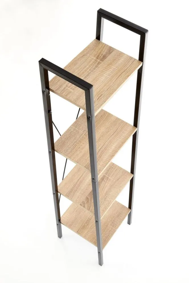 Regał drewniany NARVIK REG1 dąb sonoma czarny | MIRAT. styl LOFT kolekcja NARVIK HALMAR