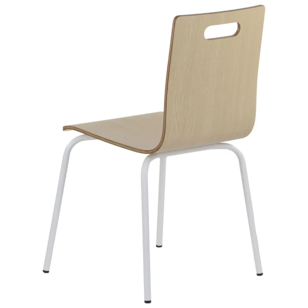 Krzesło ze sklejki laminowanej WERDI A naturalne/białe z otworem w oparciu I sklep meblowy MIRAT.