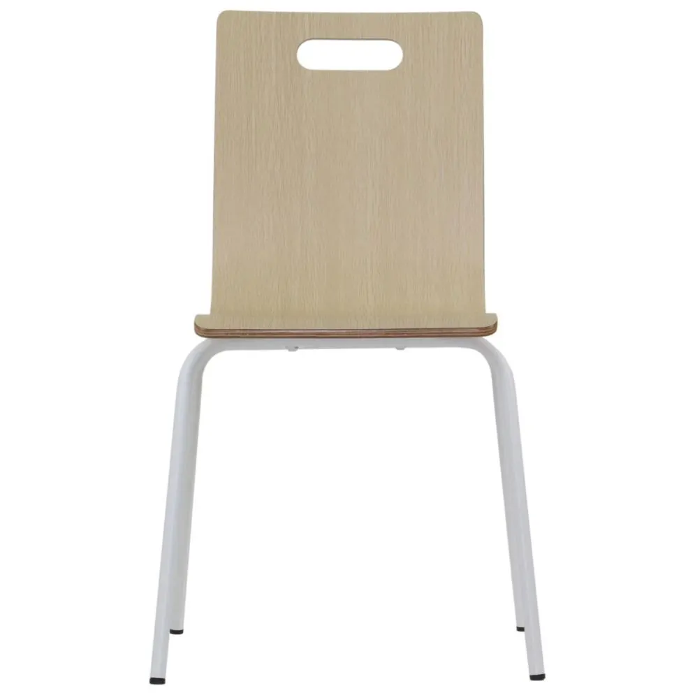 Krzesło ze sklejki laminowanej WERDI A naturalne/białe z otworem w oparciu I sklep meblowy MIRAT.