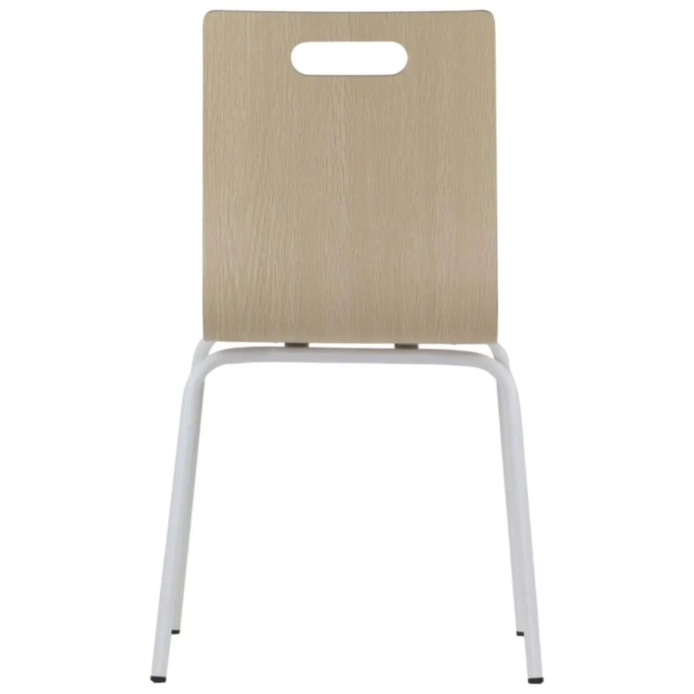 Krzesło ze sklejki laminowanej WERDI A naturalne/białe z otworem w oparciu I sklep meblowy MIRAT.