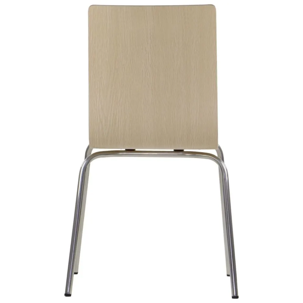 Krzesło ze sklejki laminowanej WERDI B naturalne/stal nierdzewna do poczekalni I sklep meblowy MIRAT.