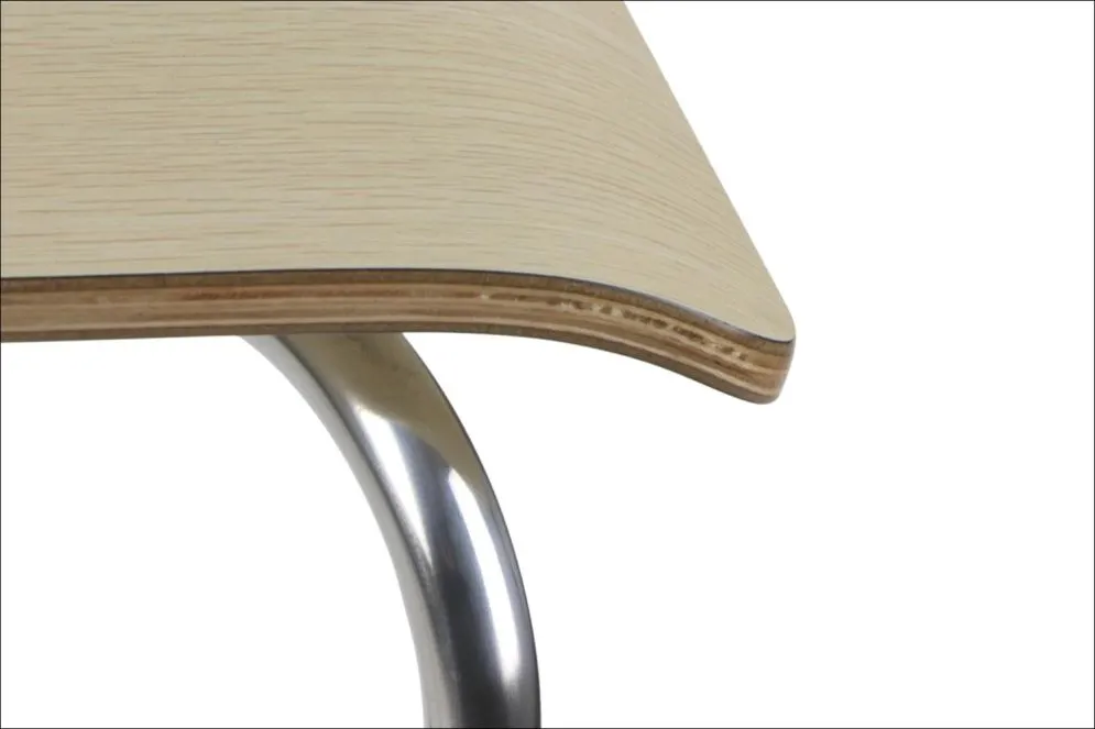 Krzesło ze sklejki laminowanej WERDI B naturalne/stal nierdzewna do poczekalni I sklep meblowy MIRAT.