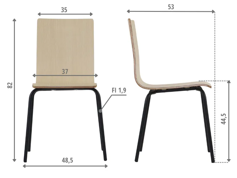 Krzesło ze sklejki laminowanej WERDI B naturalne/czarne kuchenne I sklep meblowy MIRAT.